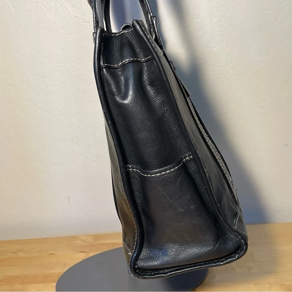 MICHAEL Michael Kors Black Leather Satchel Double Handle Zip Pocket Shoulder Bag